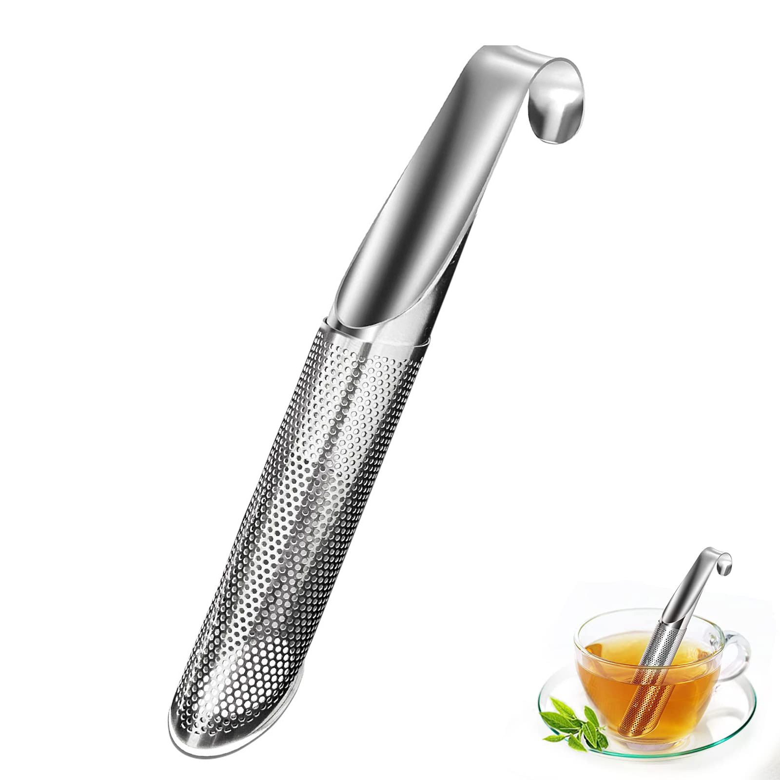 304 acero inoxidable telescópico máquina de té bola de presión de té tamiz de polvo de fugas de azúcar multifuncional tipo tubo filtro de té