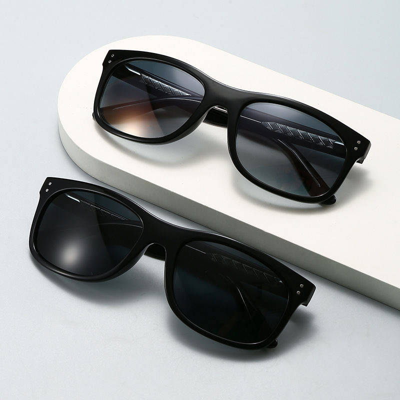 European and American Cross-Border Classic Square Frame Face-Slimming Sunglasses for Men and Women, Tempered Glass Lens Anti-Uv Sunglasses