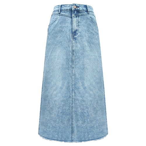 Spring and Autumn High-Waist Versatile Minimalist A-Line Skirt Elegant Blue Denim Semi-Body Dress High-Waist Slimming