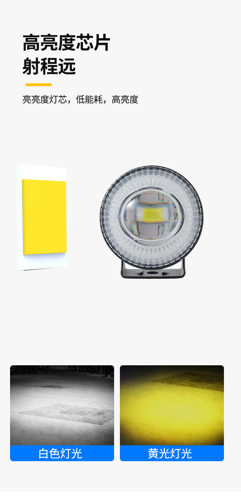 Motorcycle Spotlight Strobe Light Headlight - White Electric Vehicle