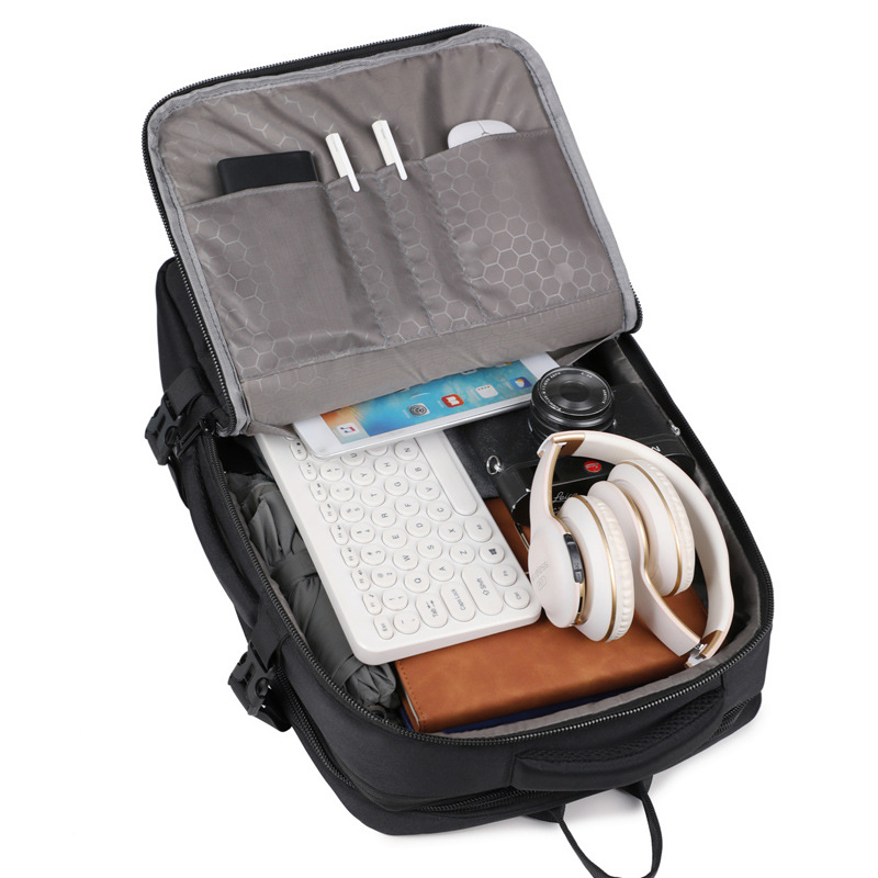 Comercio exterior nueva mochila de hombre de color sólido ocio versátil bolso de computadora de negocios portátil doble espalda expansión bolso de estudiantes