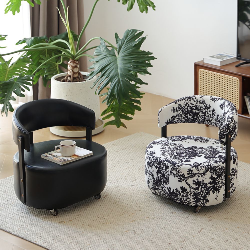 Trendy Creative Rotatable Sofa Chair for Home Living Room, Lazy Sofa with Solid Wood Backrest, Light Luxury Small Chair