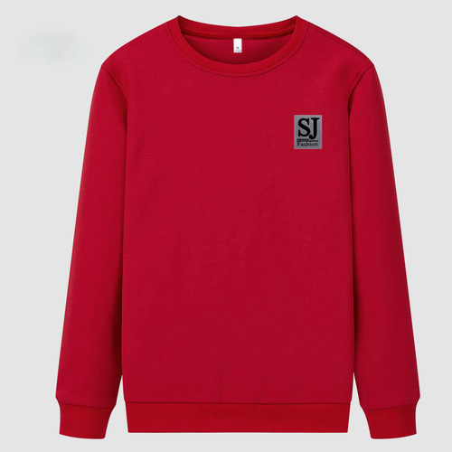 Men's Long Sleeve Round Neck Hoodie - Autumn New Arrival, Simple Print Casual Wear, Versatile, Thin, Plain Color Top - Street Vendor Supply