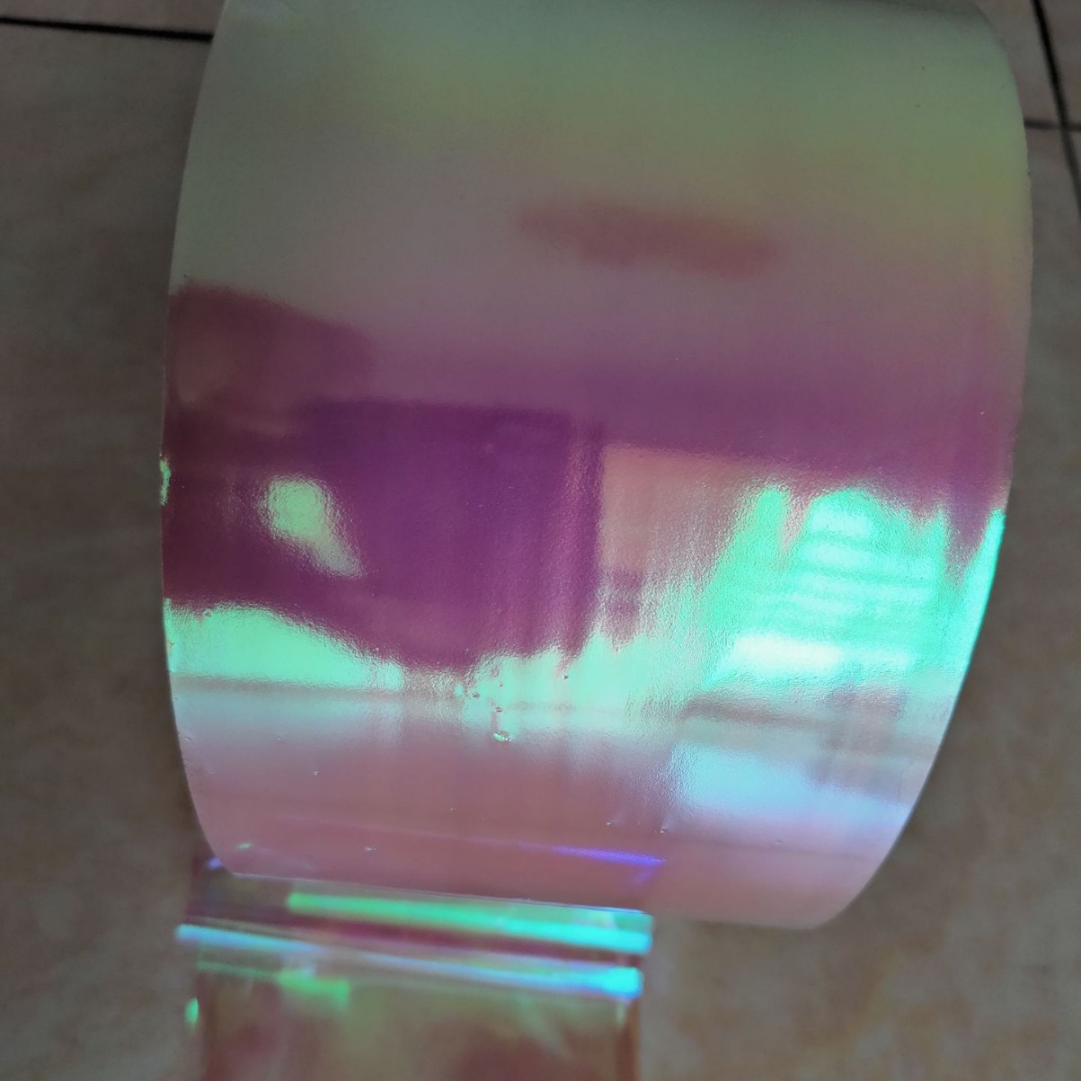 PET彩虹色包装纸银金双面膜五色薄膜玫红色闪点镭射膜