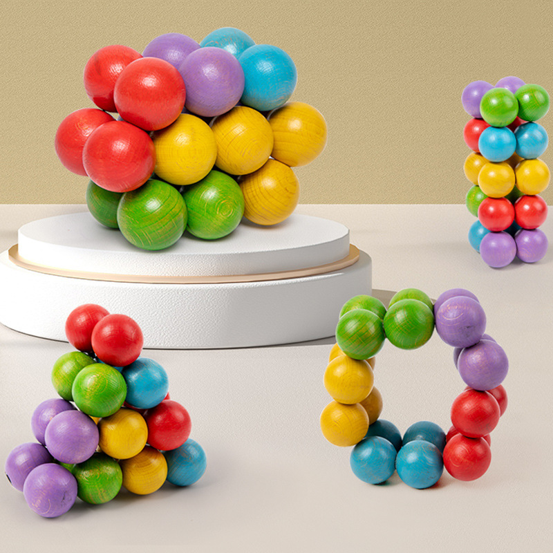 Wooden Magic Ball Toy for Kidsren to Develop Manual and Brain Skills, Family Interaction, Free Rotation and Creative Shape