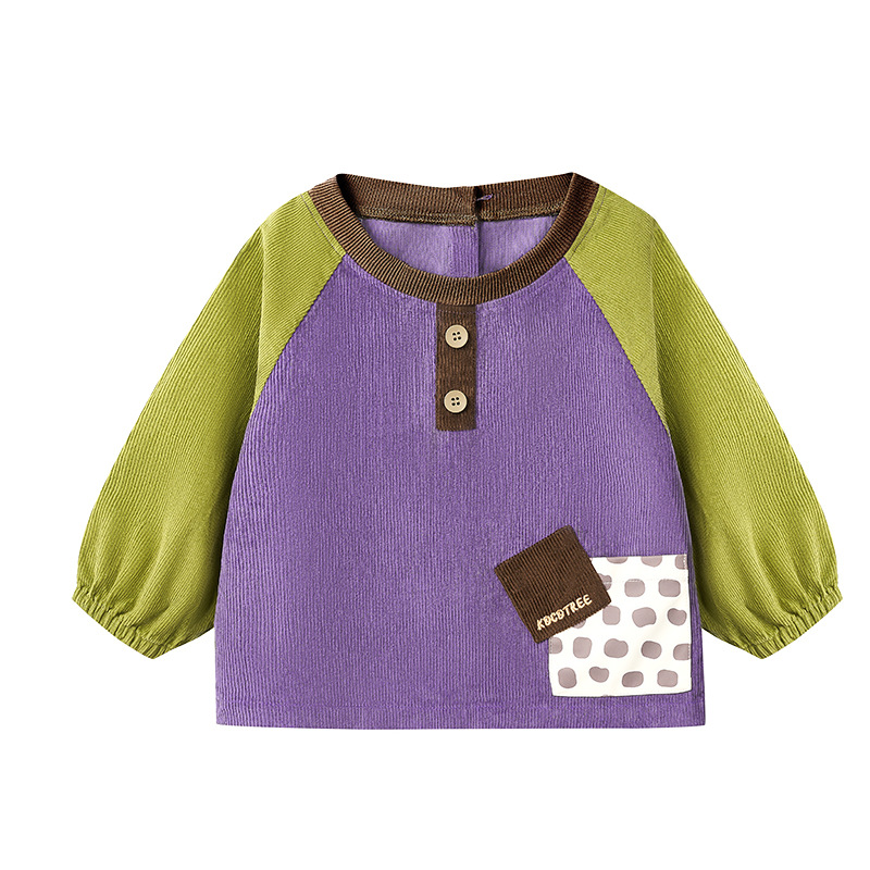 KK árbol algodón impermeable bebés comidas bacon anti-desgaste delantal de los niños tela de terciopelo abrigo de jardín de infantes bolsillo de comida antisucia