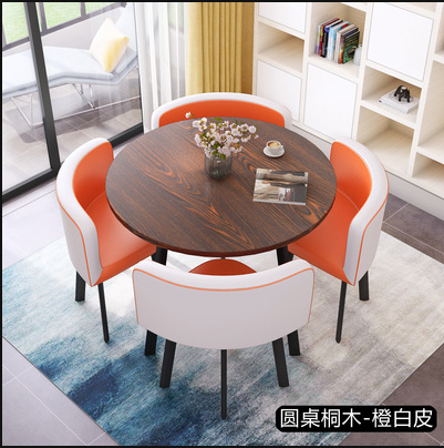 Simple Recepción y negociación pequeña mesa redonda mesa de recepción negociación reunión mesa de invitados y silla traje Oficina área de descanso mesa y silla combinación