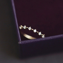 s925 纯银 ins 小众设计高级感镀金锆石戒指指环女首饰