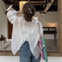 长袖后开叉夏季宽松衬衫