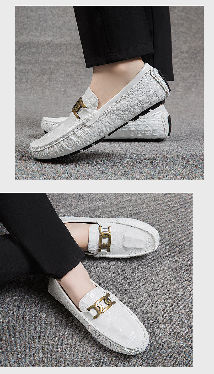 P Sko Herre S Krokodillemønster Ungdom Trendy lakkskinn skinnende overflate Kjøring lat Uformell_voghion.com