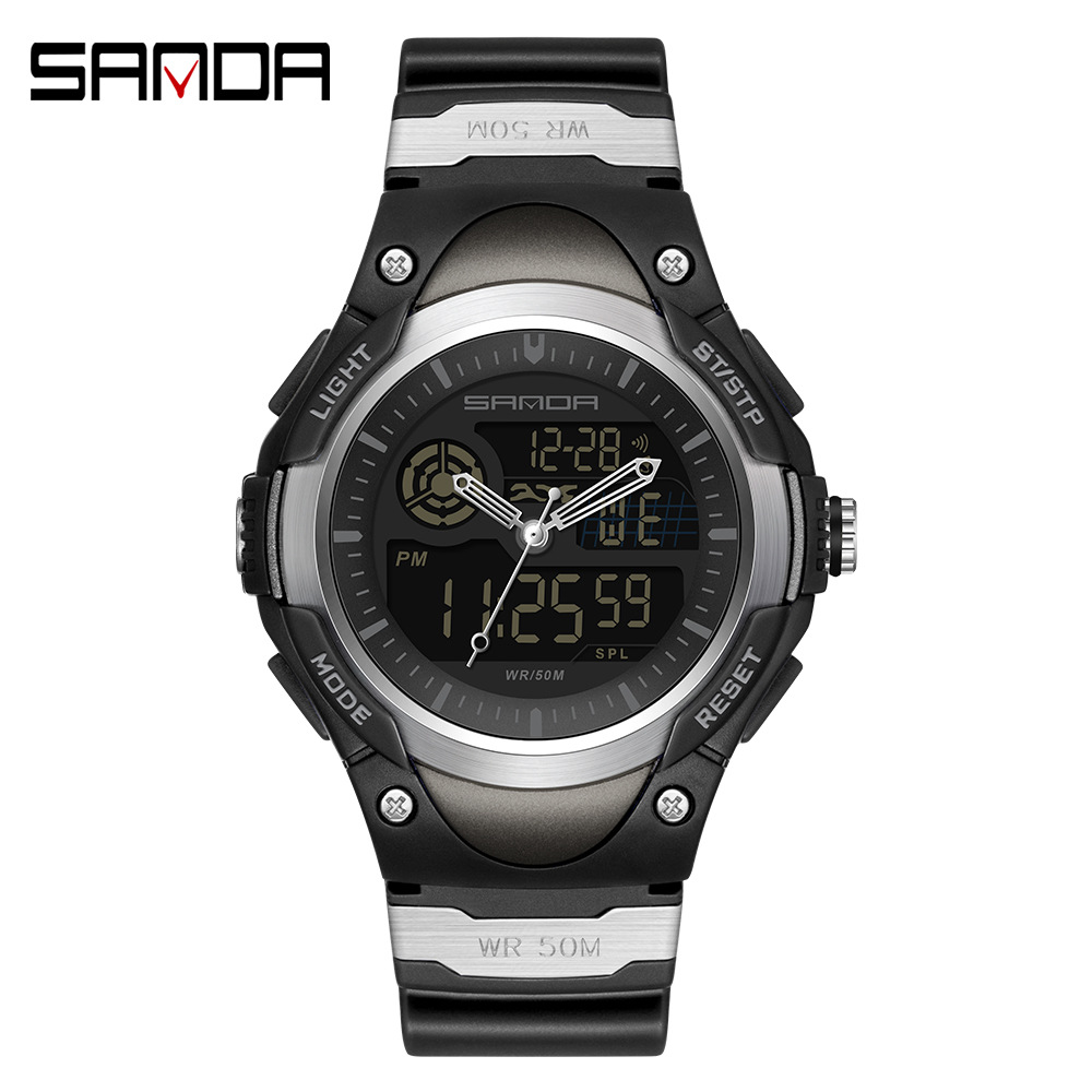SANDA 3117 nuevo multifuncional de moda de doble movimiento de calendario semana reloj despertador de ocio reloj deportivo