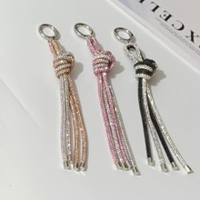 新款韩版水钻彩钻高级感闪钻绳结包挂件蝴蝶结钻链包挂件