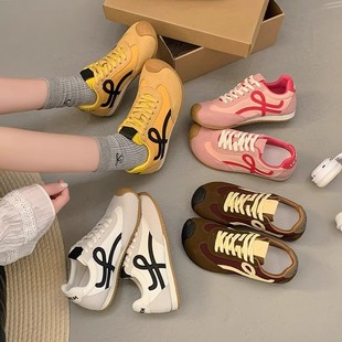 Genuine leather explosive Forrest training shoes women's shoes 2025 spring new versatile casual retro running sneakers trend