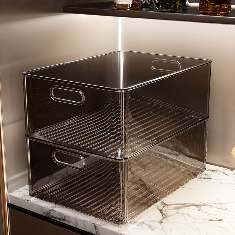 25.5*15*7.5cm Medium-Sized Cabinet Storage Box for Organizing Miscellaneous Items, Snacks, Desktop Storage Basket, Transparent Acrylic
