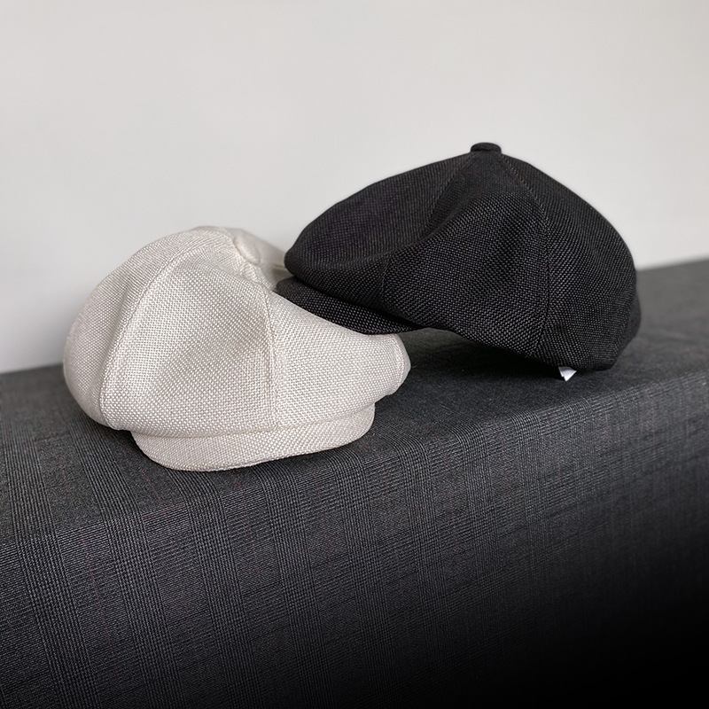 Feminine Japanese Retro Literary Style Hat Spring and Summer Hemp Material Octagonal Hat Beret Hat Painter Hat Duckbill Hat Newsboy Hat