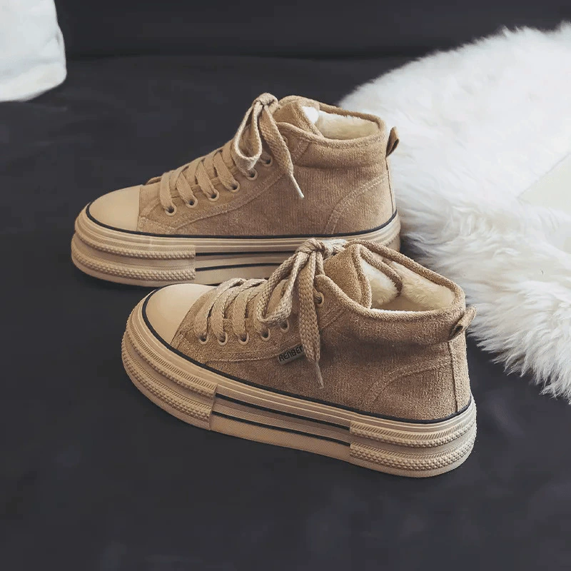 RB23213 высокие бархатные хлопчатобумажные туфли женские зимние новые толстые подошвы хлопковые сапоги дикие толстые утепленные туфли