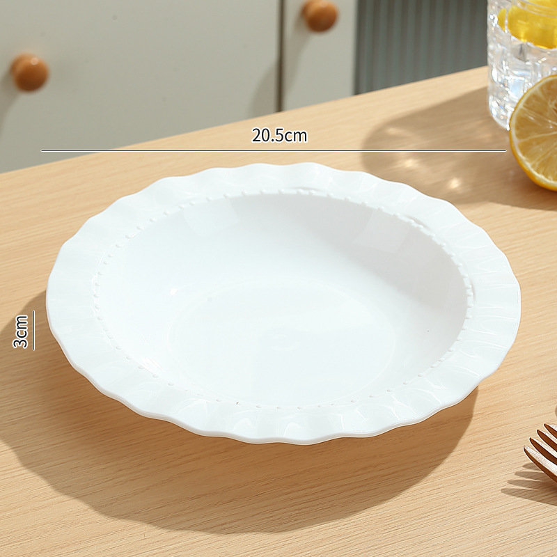 Plato de sombrero de paja de 8 pulgadas plato de pastel creativo de viento de crema PP plato de frutas caseras de porcelana de bocadillos de platos fríos más profundos
