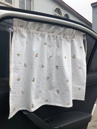 Korean laonmanman car curtain cotton embroidery sunshade light blocking suction cup ins pastoral style cherry olive