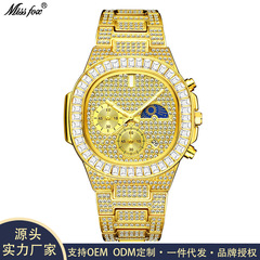 MISSFOX watch European and American high-end fashion hip-hop full-diamond multi-functional casual quartz men's watch manufacturer