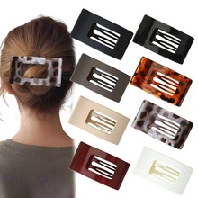 亚马逊新款大号无痕喷漆扁平鸭嘴夹发夹女后脑勺发卡跨境发饰