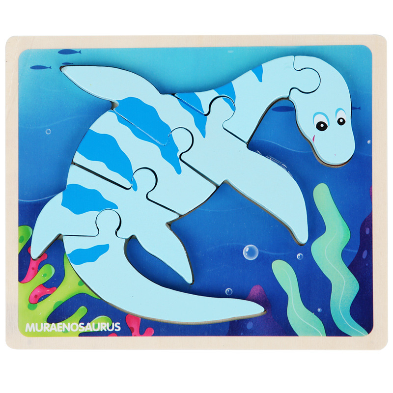 Rompecabezas de dinosaurio cognitivo de dibujos animados transfronterizos para niños nuevos juguetes educativos para bebés rompecabezas tridimensional al por mayor