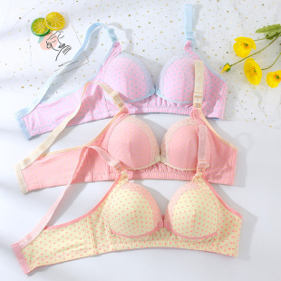 New Wave Dot Pregnant Women's Bra Prenatal and Postpartum Feeding Without Steel Ring Front Opening Buckle Feeding Thin Bra Full Stage