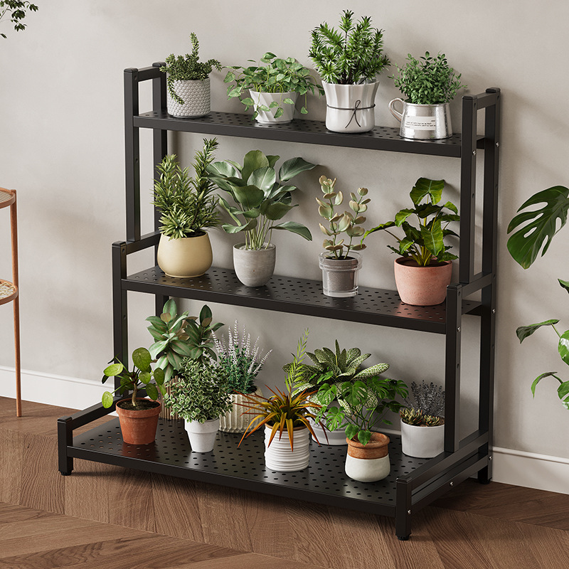 Iron Flower Rack Storage Rack Balcony Indoor Living Room Floor-Standing Shelf Multi-Layer Mobile Display Rack Succulent Flower Rack