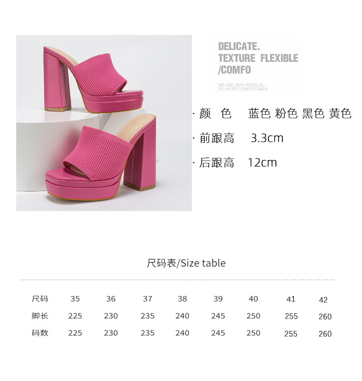 Women's Elegant Solid Color Square Toe High Heel Slippers display picture 1