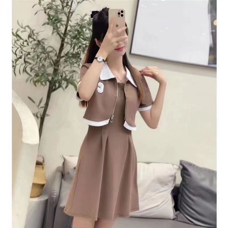 Chanel-Style Two-Piece Set Casual Slim-Fit Short Jacket Petite Fashion Dress for Women Summer Dress Chanel-Style Two-Piece Set Casual Slim-Fit Short Jacket Petite Fashion Dress for Women Summer Dress
