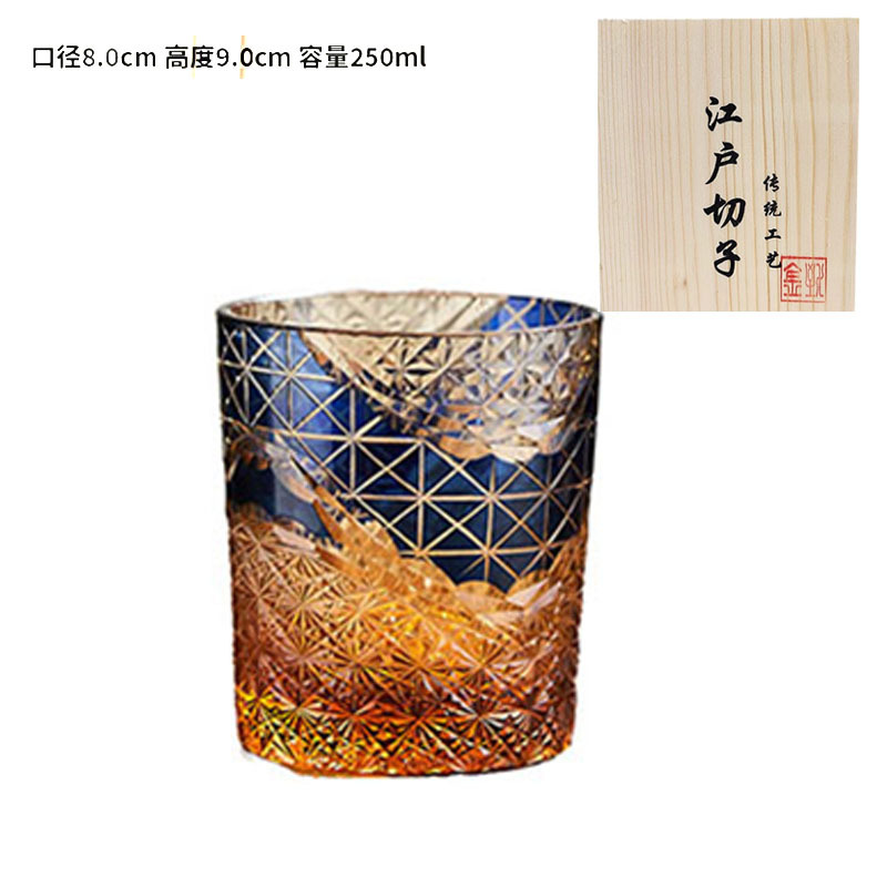 국화 호박색 파란색 나무 상자
