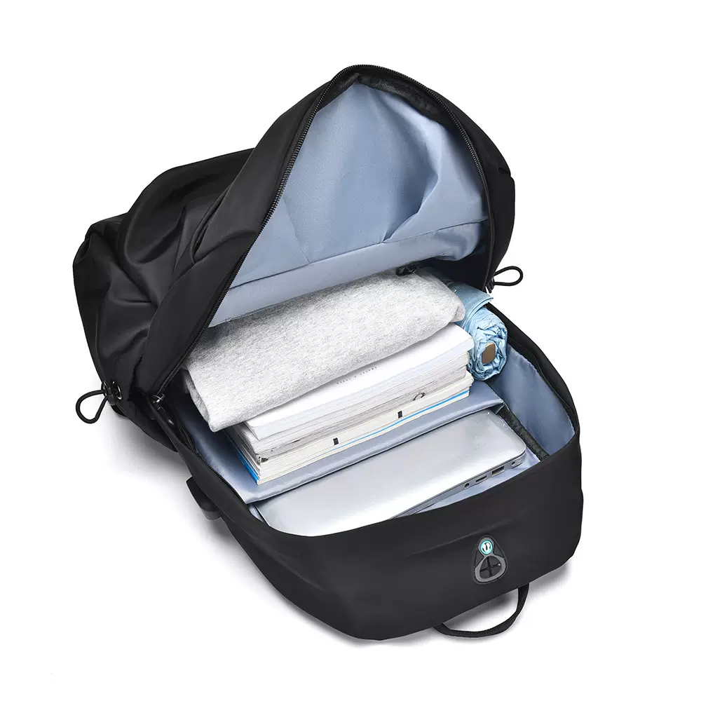 严选跨境通勤usb耐磨背包休闲牛津布双肩包中性防水高中学生弧形