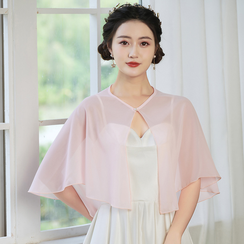 Pearl Chiffon Shawl For Sun Protection Lightweight Scarf_voghion.com