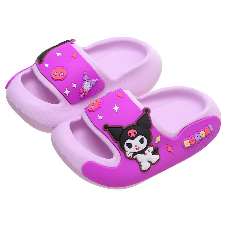 Zapatillas infantiles genuinas de Sanrio, sandalias de dibujos animados de verano para niñas, zapatos antideslizantes para el hogar, uso exterior, suaves