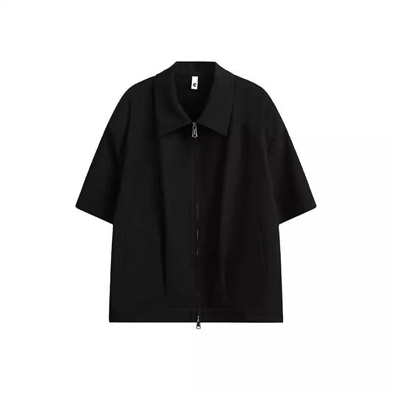 cleanfit Qian Feng Shoulder Pad Short Sleeve Shirt Men's Summer Thin Zipper Cardigan Short Shirt Jacket Coat cleanfit Qian Feng Shoulder Pad Short Sleeve Shirt Men's Summer Thin Zipper Cardigan Short Shirt Jacket Coat