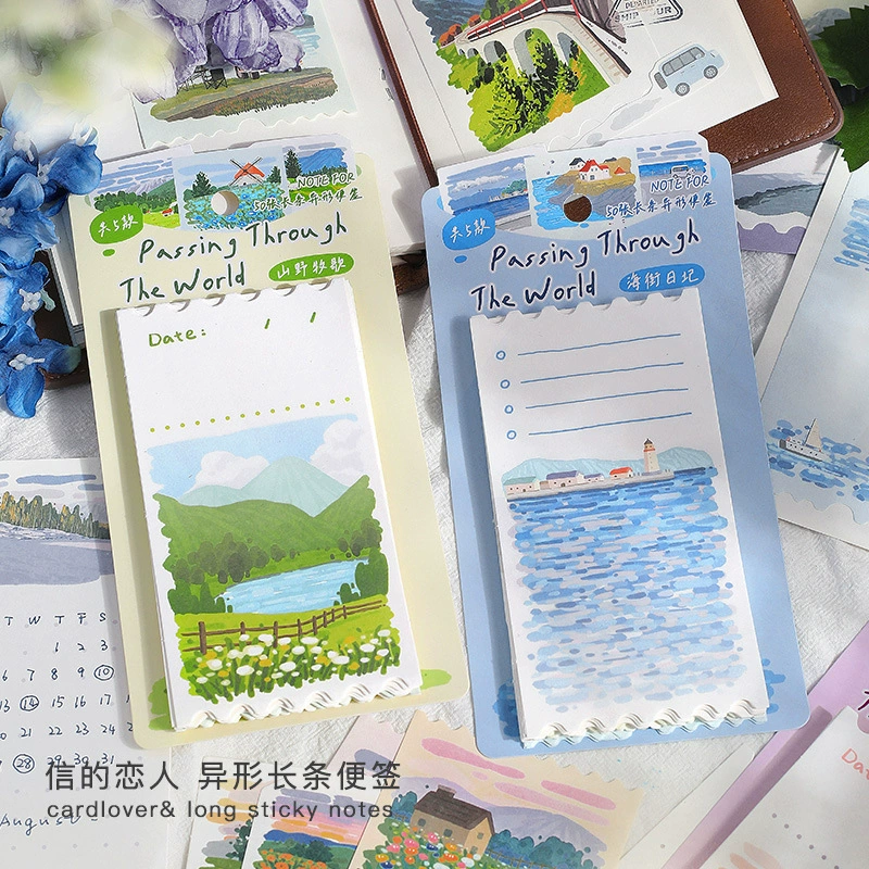 Стикеры в форме длинных полосок, серия «Каждое пересечение — пейзаж», простые пейзажи, блокнот для заметок в стиле инстаграм.