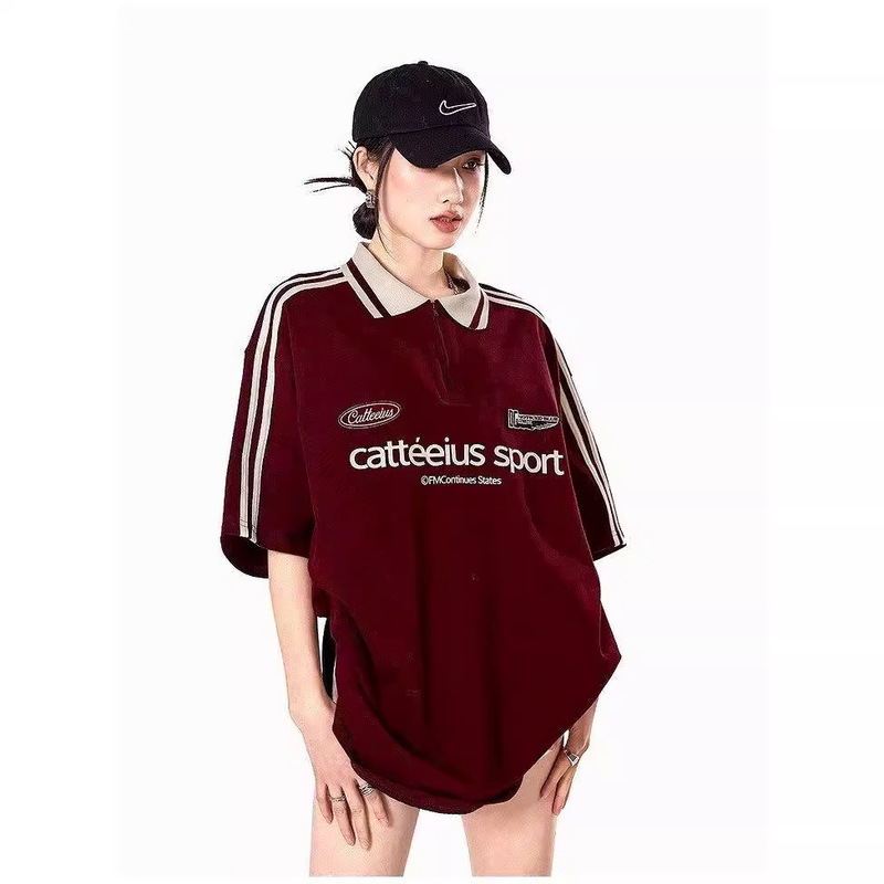 2025 Women's Short-Sleeved T-Shirt Shirt Collar Women's Summer Polo Shirt Trendyy Fashion Loose Lapel Half-Sleeved Top Trendyy