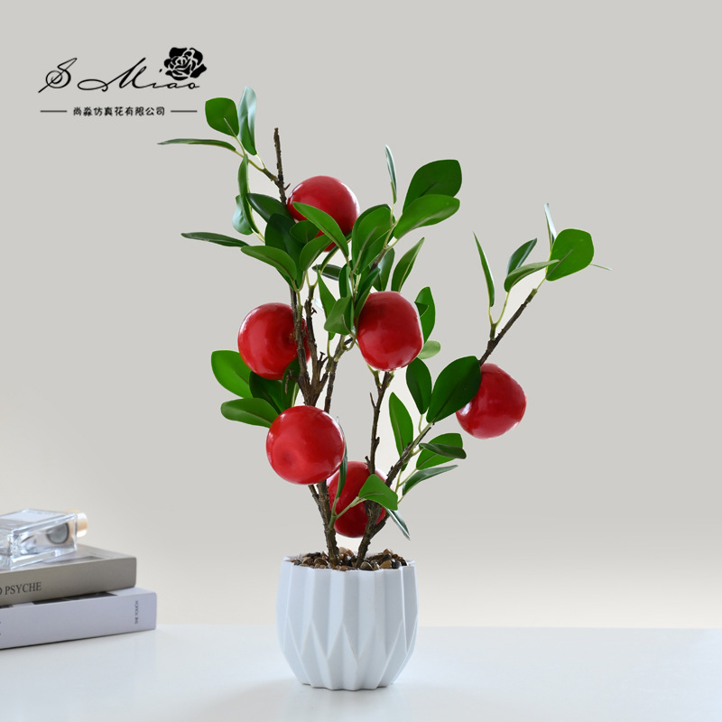 Flores artificiales, estilo pastoral, bonsái pequeño de frutas simuladas, decoración de interiores, suministro directo de fabricantes, dropshipping de flores artificiales, plantas en maceta simuladas image 3