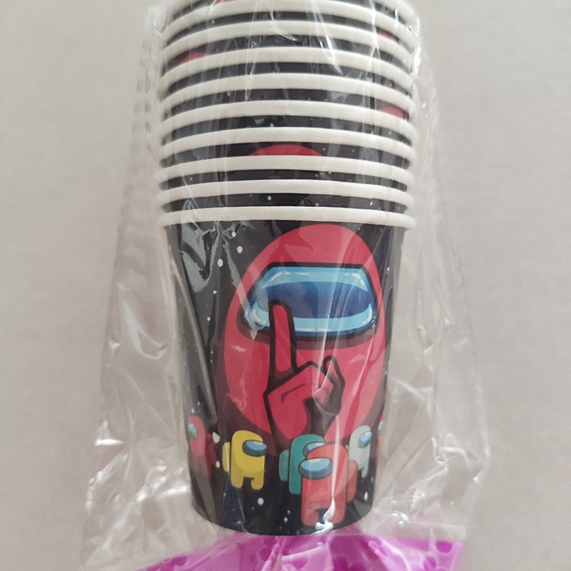 Espacio Hombre Lobo matar ammongus partido decoración suministros juego fiesta de cumpleaños de los niños vajilla traje Placa de papel de fábrica