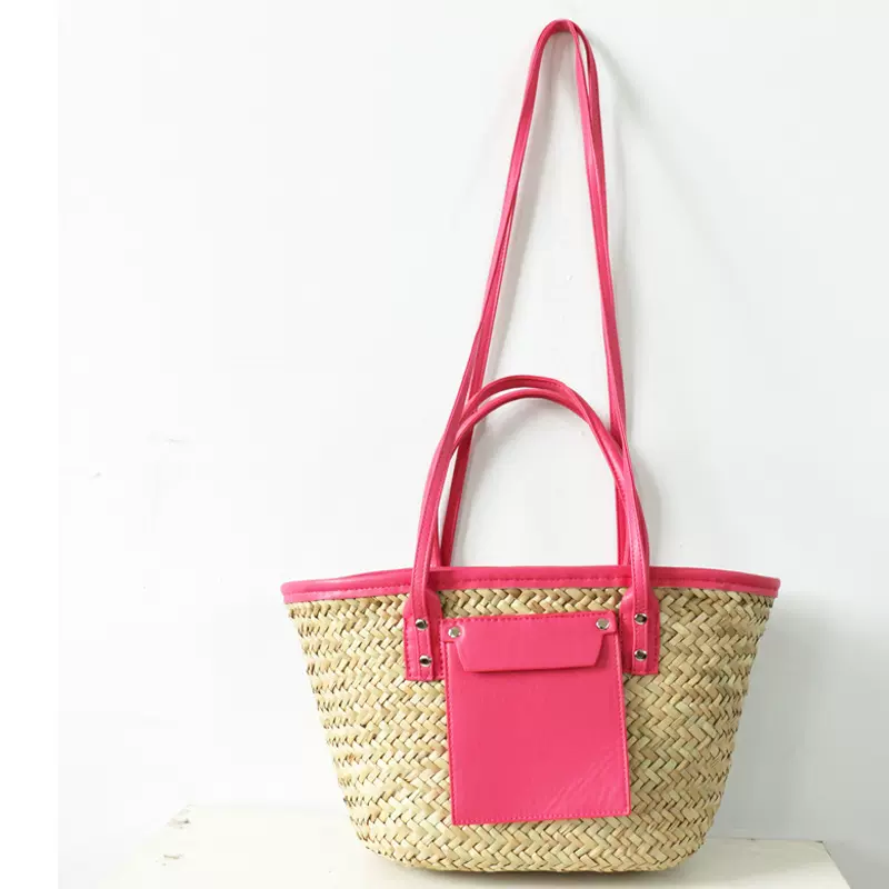 新款水草大容量女包草编包 时尚三菱草皮草编织信封包一件代发