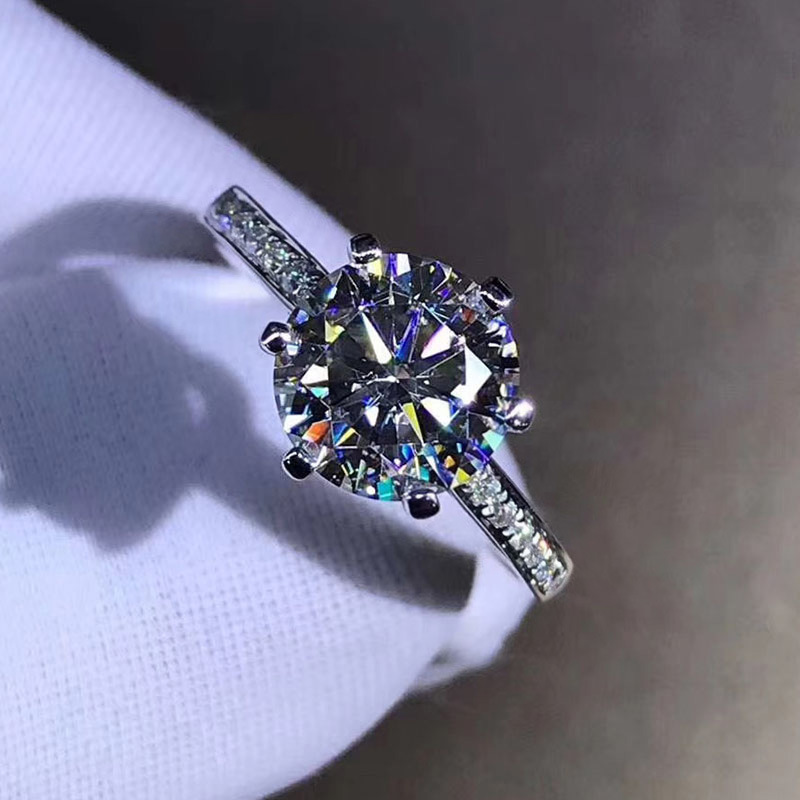 wish new glossy single diamond six-claw Star Diamond Ring 1 karat zircon ring wedding engagement ring female jewelry