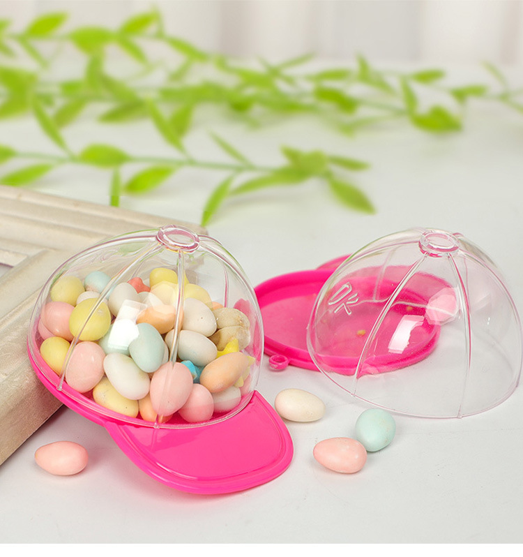 Neue Kreative Süßigkeitenbox In Baseballkappenform, Abnehmbare Kunststoff-hochzeits-süßigkeitsbox display picture 4