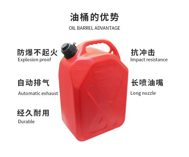 Thickened Plastic Multifunctional Car Fuel Tank, Explosion-Proof and Anti-Static, 5-Liter, 10-Liter, 20-Liter Spare Tank for Cars and Motorcycles