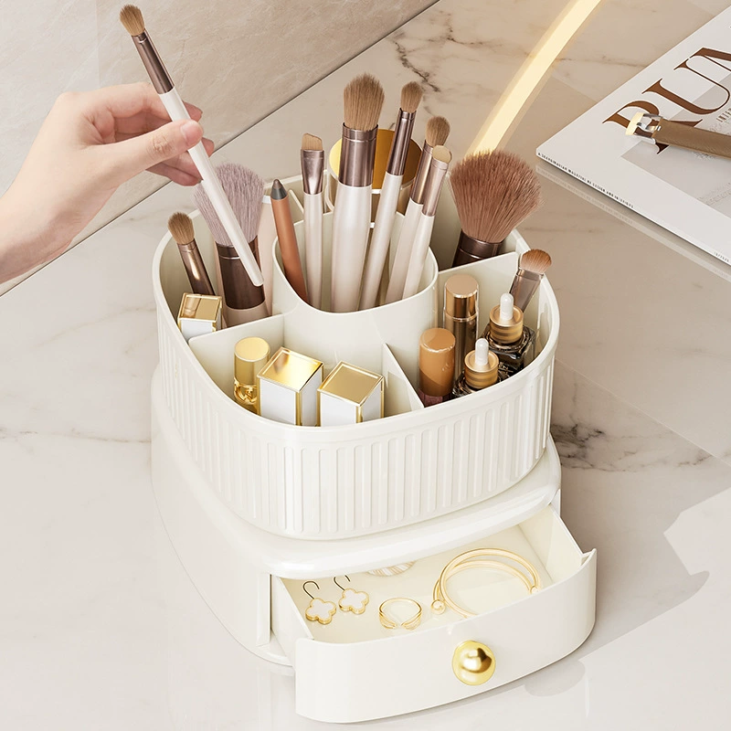 Rotating Cosmetic Organizer, 360° Rotating Storage Box, Multi-Compartment Drawer, Light Luxury