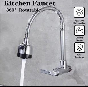 Foreign Trade Kitchen Wall-Mounted Single Cold Universal Sink Faucet Kitchen Stainless Steel Sink Balcony Bathroom Faucet