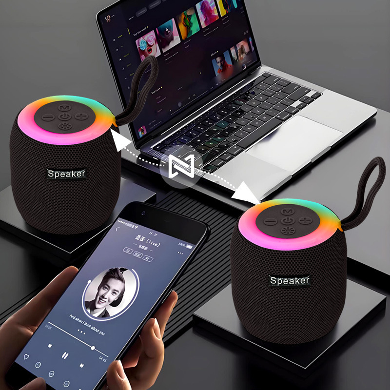 新製品ワイヤレス Bluetooth スピーカーカラフルな RGB ナイトライト屋外ポータブルミニ生地サブウーファーオーディオ小型|undefined