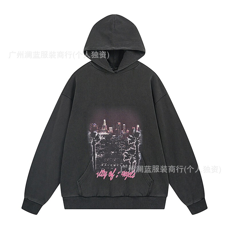 跨境 B家天花板系列25年秋冬新款LOGO刺绣印花巴黎长袖连帽衫卫衣|undefined