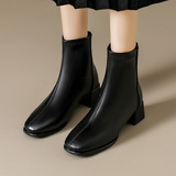 Martens, демисезонные короткие сапоги, флисовые ботинки с молнией, из натуральной кожи