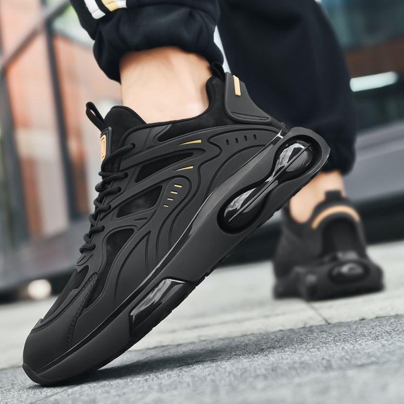 Black air cushion sports men in , breathable 2024 new running men, mesh height increasing youth shoes for spring_voghion.com