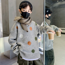 童裝男童毛衣冬裝新款中大童韓版兒童男孩簡單套頭針織衫一件代發