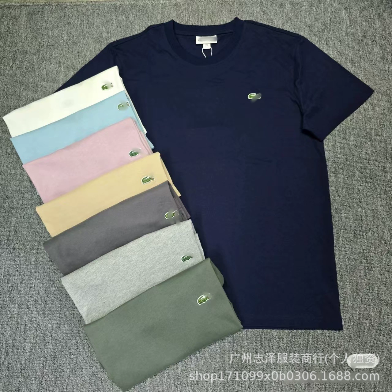 New Foreign Trade Crocodile Small Logo Embroidery Women's Round Neck Short-Sleeve Pure Cotton Casual Men's Sweatshirt Versatile Base Shirt T-Shirt Trendy